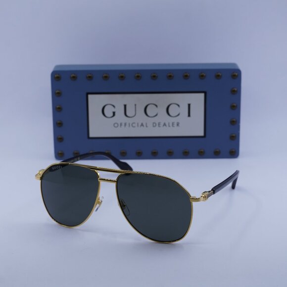 GG1220S 001 Aviator Sunglasses – Gold/Black/Grey